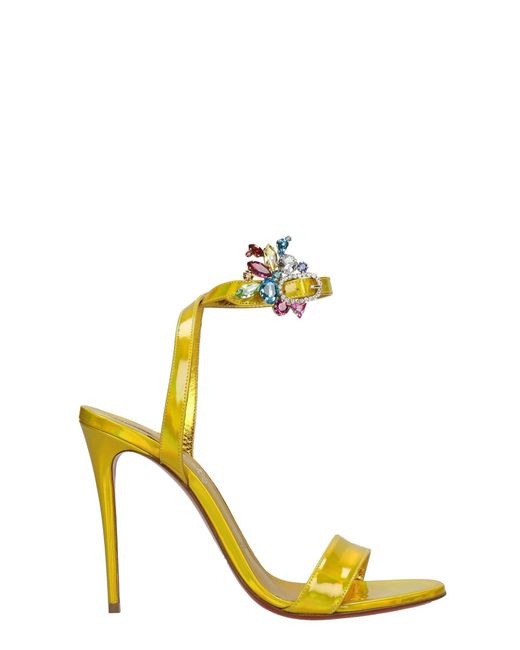Christian Louboutin Goldie Joli 100 Sandals In Yellow Leather in