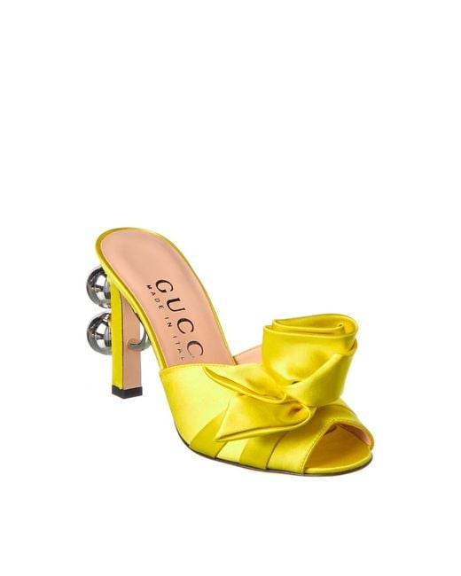 Gucci Satin Sandal in Yellow Lyst UK