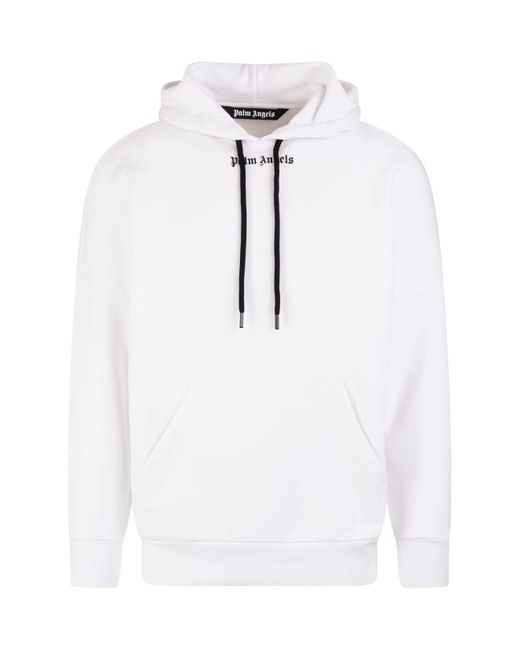 Palm Angels Cotton Man White Hoodie With Front And Back Logo for Men ...
