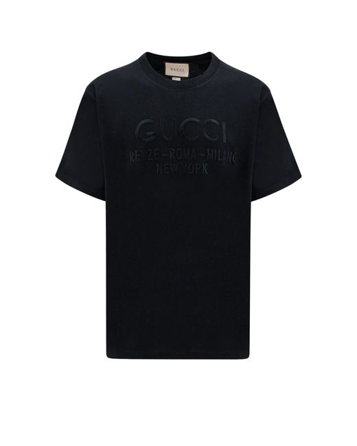 Gucci Embroidered Logo T Shirt in Black for Men | Lyst