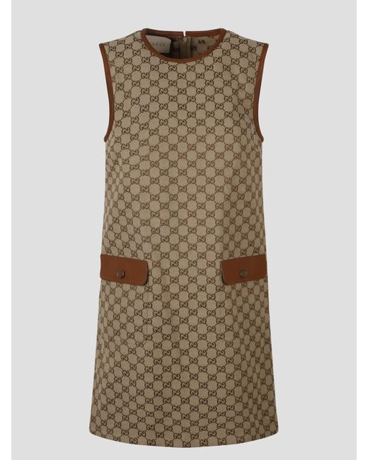 Gucci Monogram-pattern Sleeveless Cotton-blend Midi Dress in