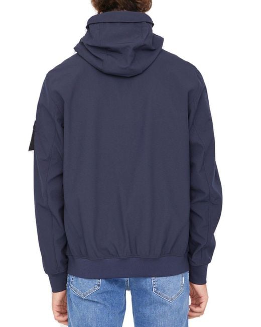 Stone Island Soft Shell Blue Jacket For Men Lyst
