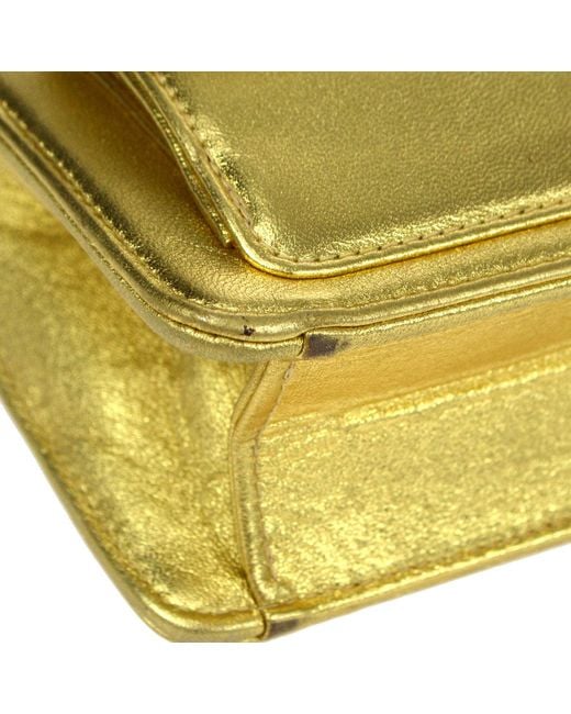Chanel 1996-1997 Pocket Clutch Bag Gold Lambskin in Yellow