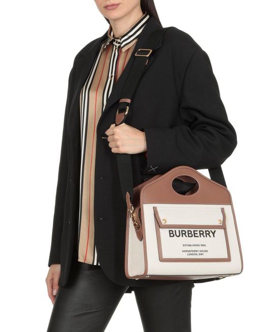 Burberry Mini Leather Pocket Tote Bag