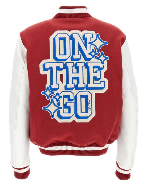 Off-White c/o Virgil Abloh On The Go Varsity Jacket in Red for Men