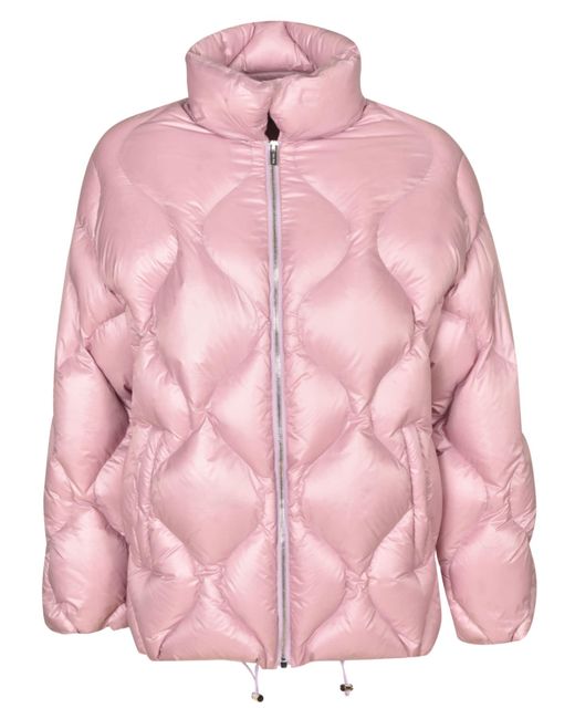 Miu Miu Synthetic High-neck Quilted Puffer Jacket - Women in Pink | Lyst