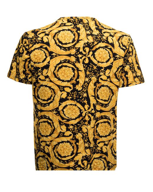 Versace Baroque Yellow And Black Cotton T-shirt Man for Men - Save 52% ...