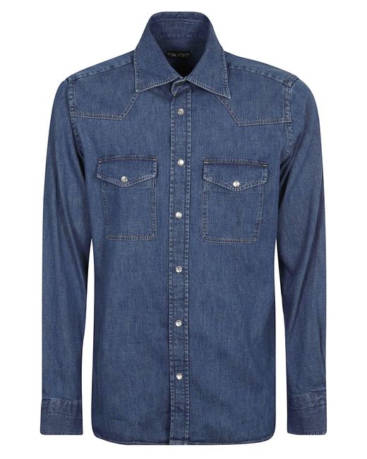 Tom Ford Denim Chest Pocket Shirt - Men in Blue for Men - Lyst