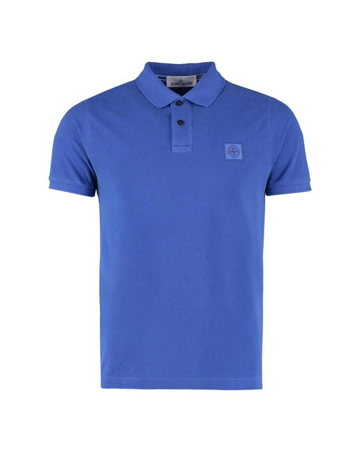 Stone Island Logo-patch Short-sleeved Polo Shirt in Blue for Men | Lyst UK