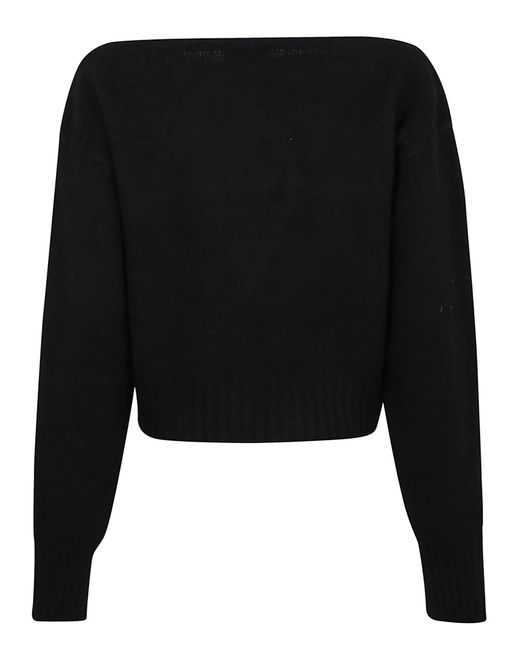 Save 17% Balmain Wool Logo-print Off-shoulder Jumper in Black Womens Jumpers and knitwear Balmain Jumpers and knitwear 