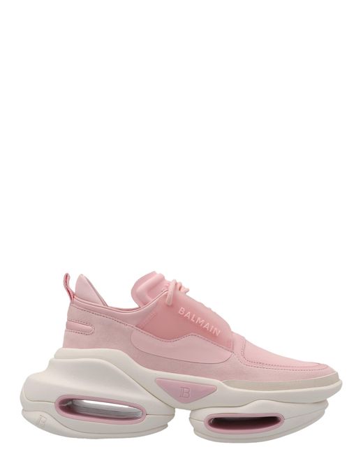 Balmain Leather Bold Sneakers in Pink - Save 55% | Lyst