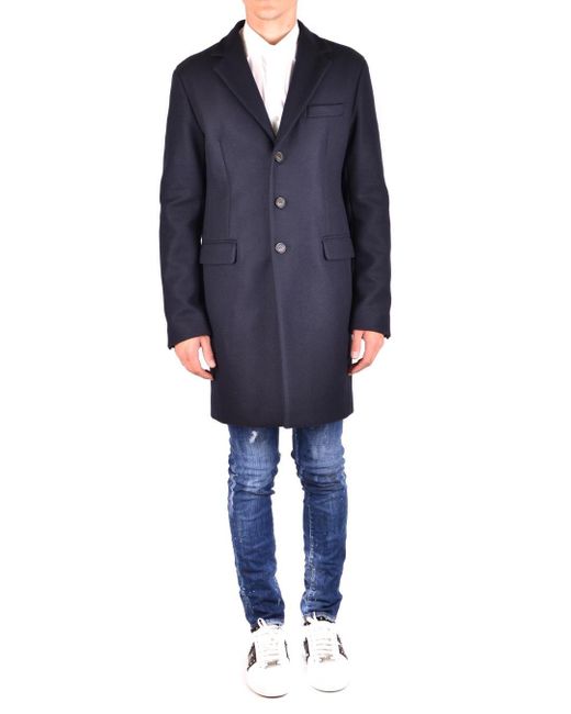 DSquared² Dsquared Wool Coat in Blue for Men - Lyst