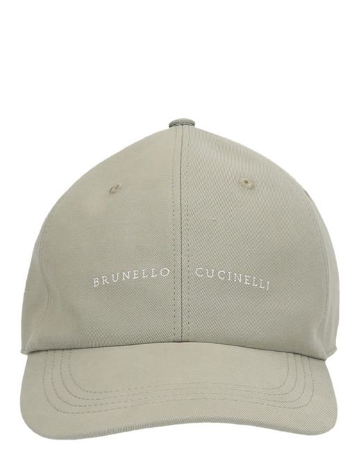 Brunello Cucinelli Logo Embroidery Cap in Natural for Men | Lyst