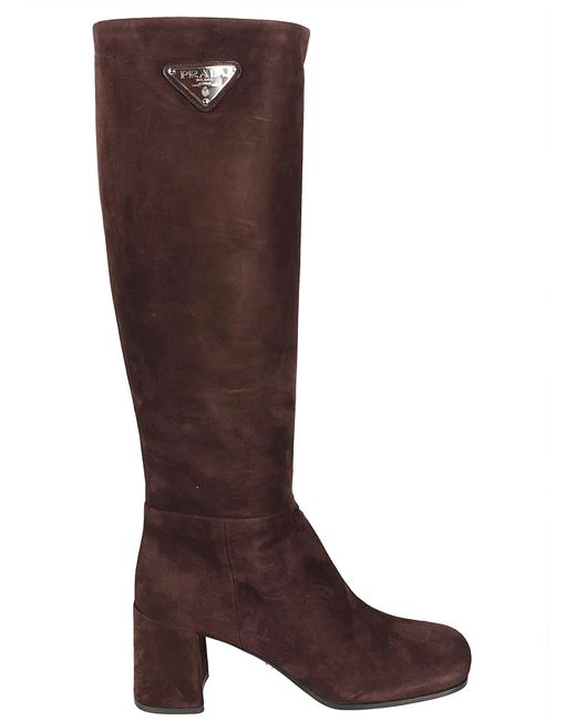 Prada Classic Over-the-knee Boots in Brown | Lyst