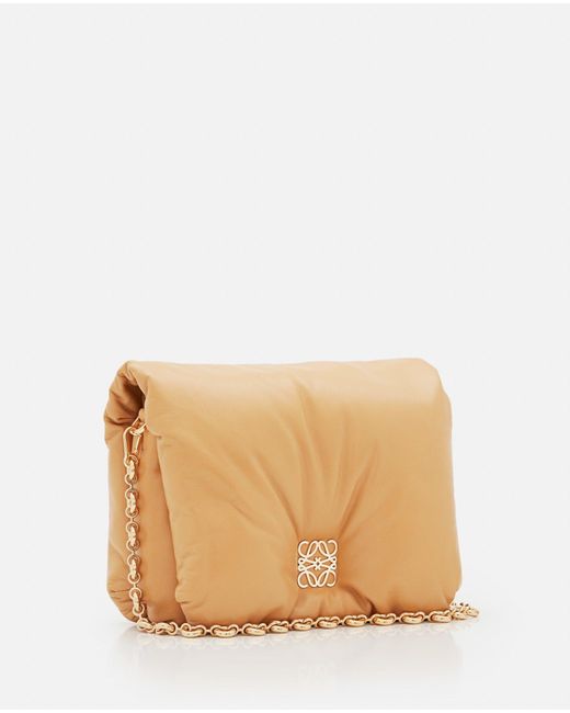 Goya Puffer Small Leather Shoulder Bag in Brown - Loewe