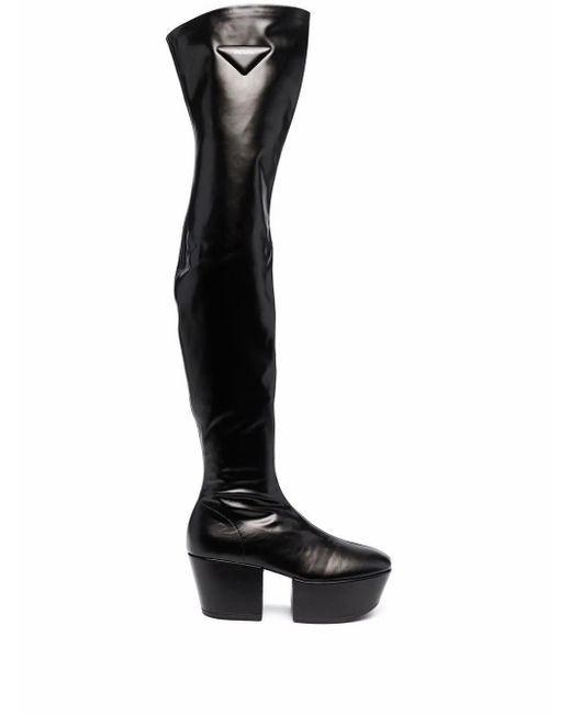 thigh high black platform boots