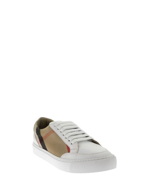 burberry salmond leather and cotton sneakers