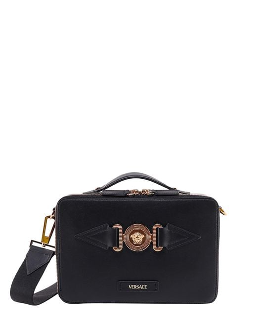 Versace Leather Shoulder Bag Men in Black for Men Lyst