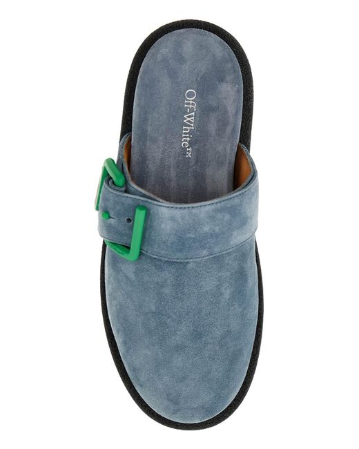 Off-White c/o Virgil Abloh Suede Leather Sponge Clogs in Blue for