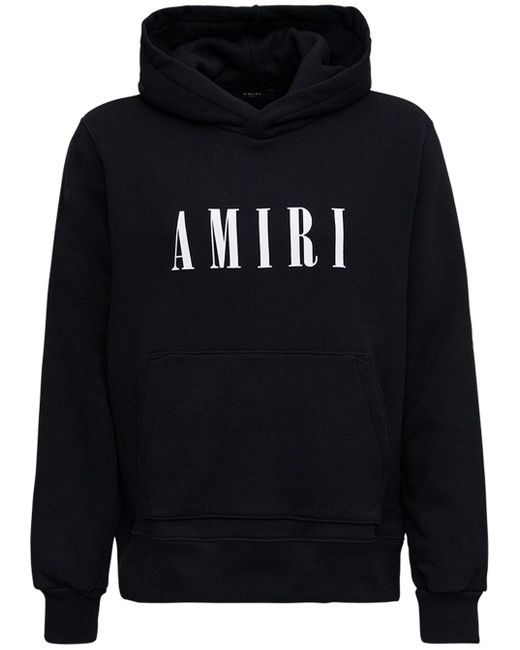 Amiri Cotton Mans Jersey Hoodie With Logo Print - Men in Black for Men ...