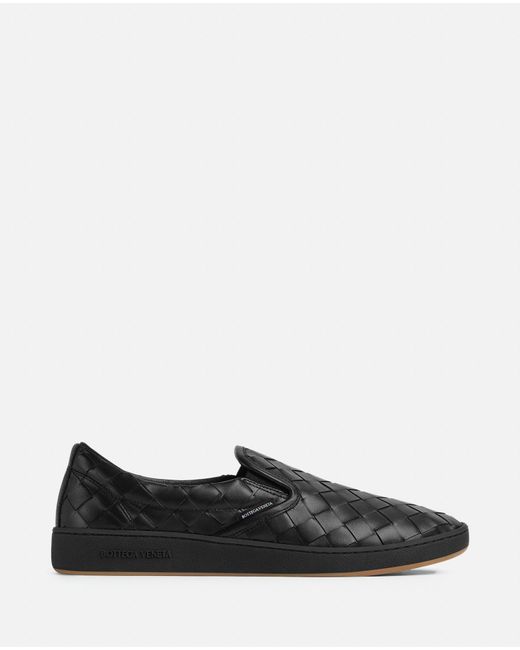 Bottega Veneta Slip-on Leather Sneakers in Black | Lyst