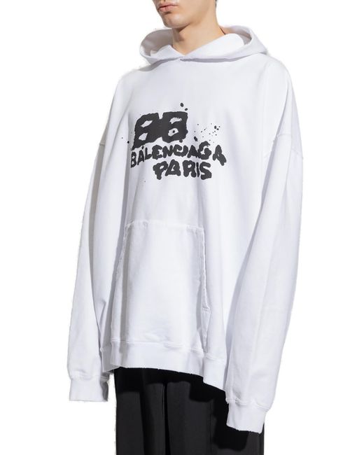 Balenciaga Hoodie With Logo in White for Men | Lyst