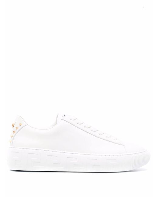 Versace Leather Greca Studded Low-top Sneakers in White for Men - Save 41%  - Lyst