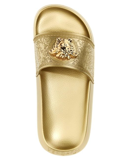 Versace metallic medusa slides sale