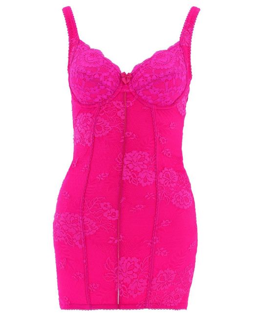 Balenciaga Floral Jacquard Lingerie Dress in Pink | Lyst UK
