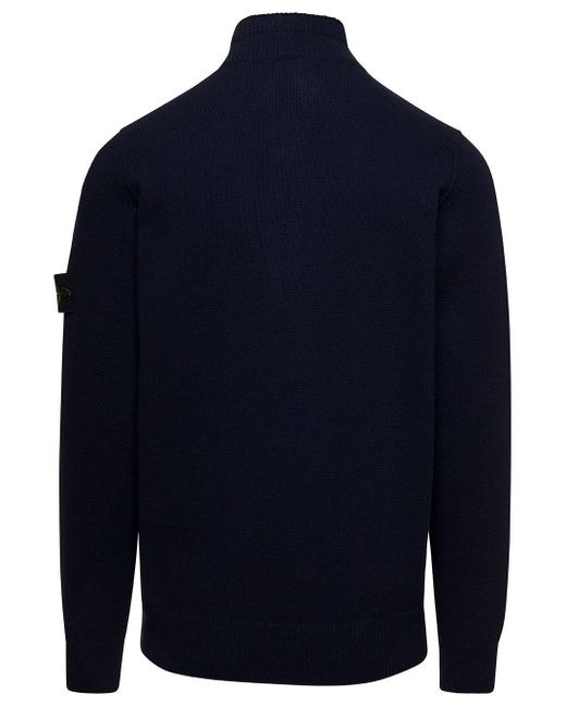 Stone Island Mezza Zip Lana in Blue for Men Lyst UK