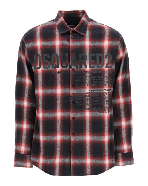 DSquared² Printed Flannel Shirt in Red for Men | Lyst