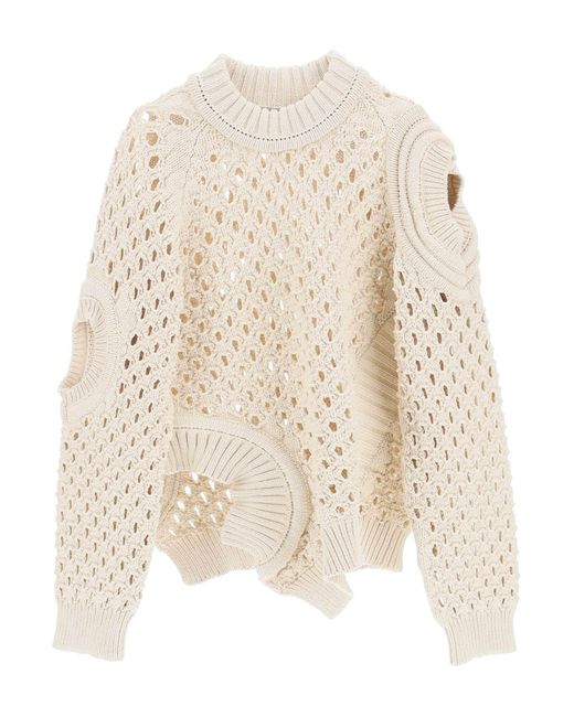 Stella McCartney Net Knit Sweater with Cut-Out 38 Beige Cotton