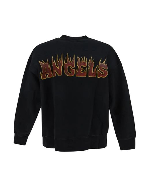 Palm Angels Logo Flames Vint Crew Sweatshirt in Black for Men | Lyst