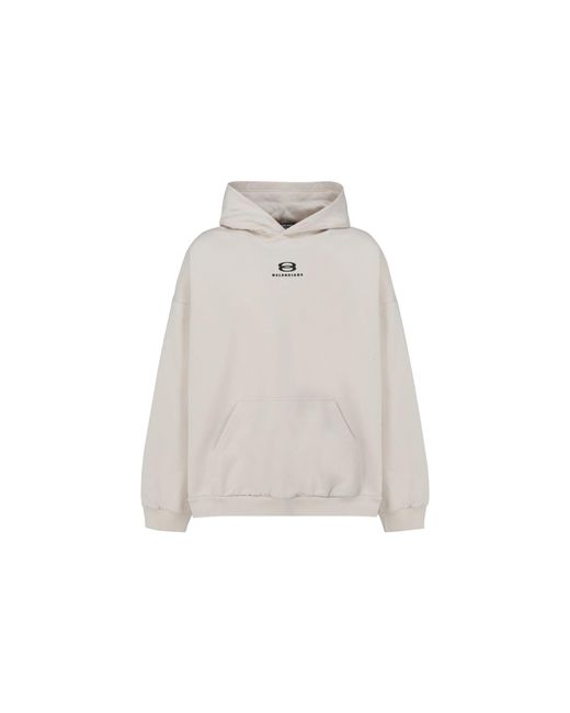 Balenciaga Cotton Hoodie in White for Men - Save 40% - Lyst