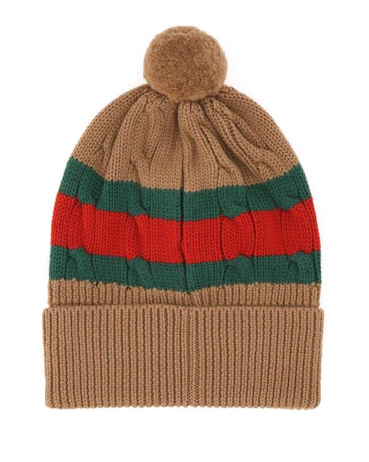Gucci Web Stripe Knit Beanie in Red for Men | Lyst UK