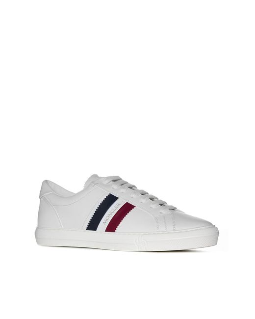 Moncler New Monaco Leather Sneakers in White | Lyst