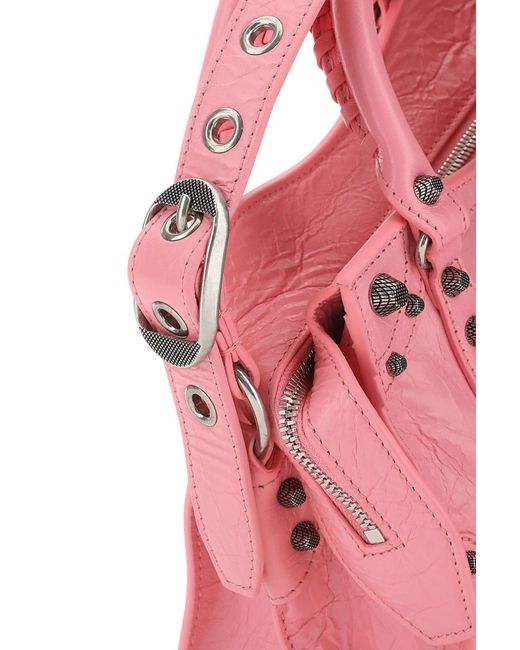 Balenciaga Women's Neo Cagole Xs Handbag Bb Monogram Denim In Pink