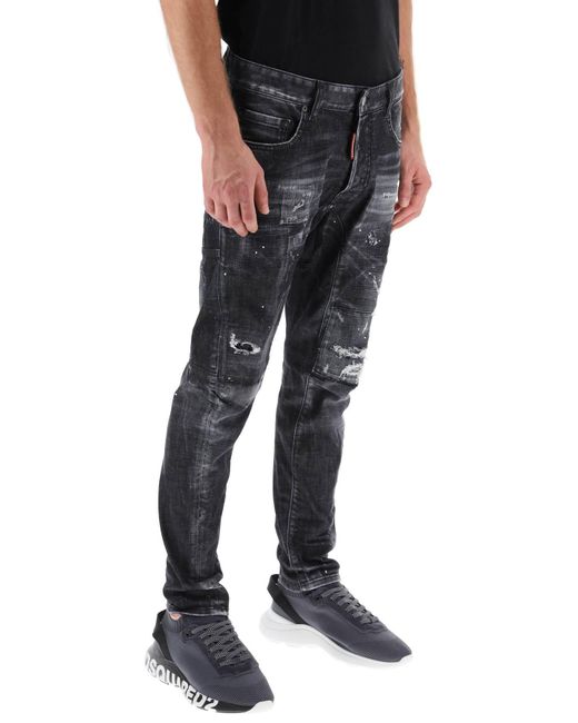 DSquared² Distressed Tidy Biker Jeans in Blue for Men | Lyst