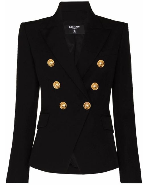 alliance ledsager mentalitet Balmain Double-breasted Wool Blazer in Black - Save 54% - Lyst