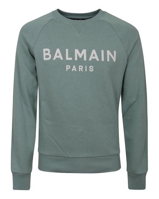 Balmain Printed Sweatshirt in Green for Men | Lyst UK