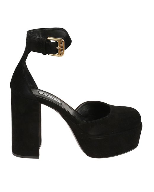 Miu Miu Ankle Strap Sandals in Black