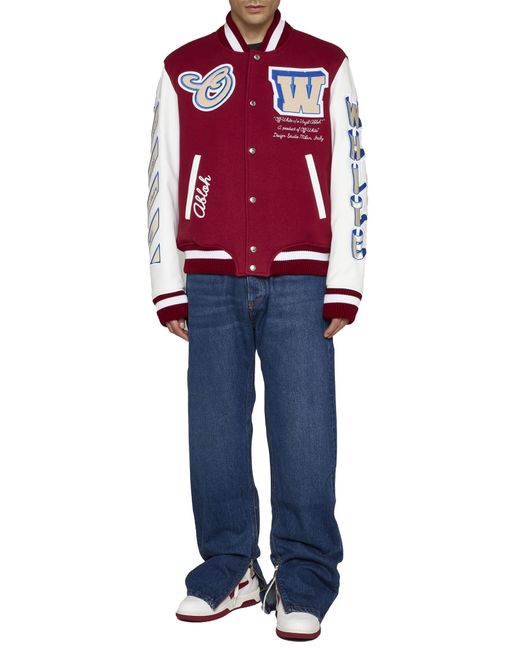 Off-White c/o Virgil Abloh Varsity Jacket in Red for Men