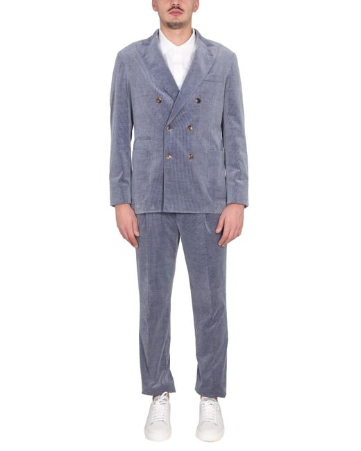Brunello Cucinelli Double-breasted Suit in Blue for Men | Lyst