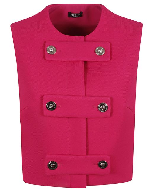 Versace Fitted Classic Vest in Pink | Lyst