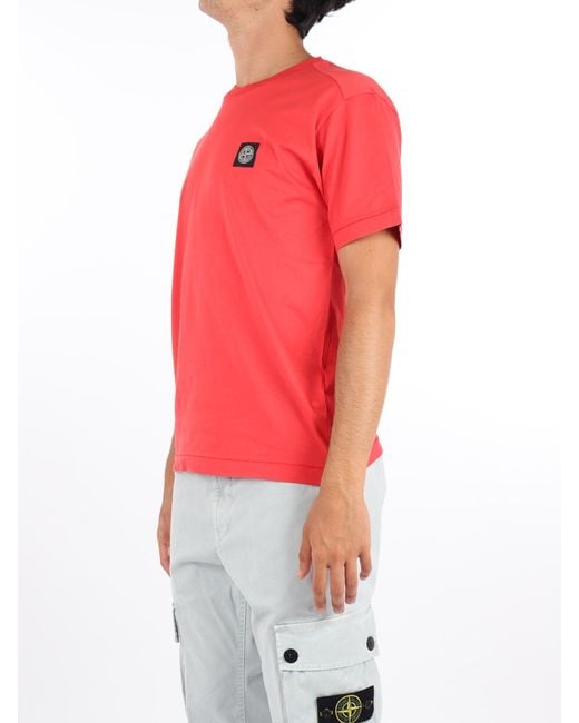 Stone Island Red T-shirt for Men | Lyst