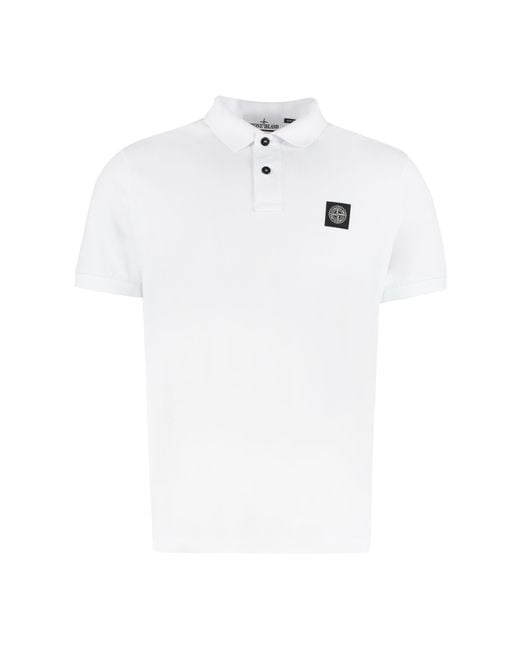 Stone Island Short Sleeve Cotton Polo Shirt in White for Men | Lyst