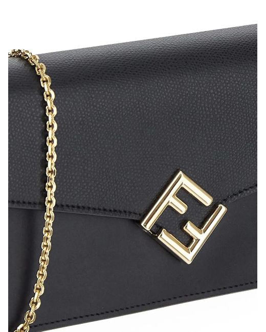 FF Diamonds Continental With Chain - Black leather wallet