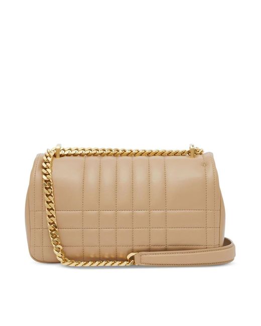 Burberry Quilted Leather Lola Mini Bag in Natural | Lyst