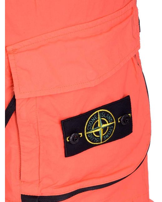 Stone Island Cotton Orange Cargo Shorts for Men - Save 52% | Lyst