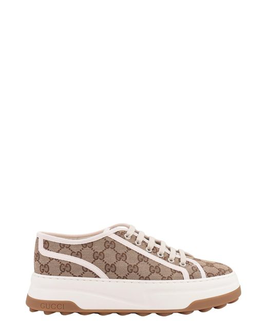Gucci Brown/Beige GG Canvas and Leather Lace Up High Top Sneakers Size 36  Gucci